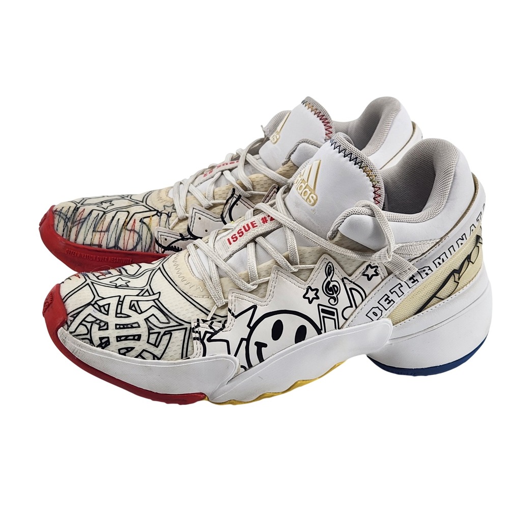 Adidas DON Issue 2 GS Sz 6 White Comic Multicolor Basketball Shoes G57969